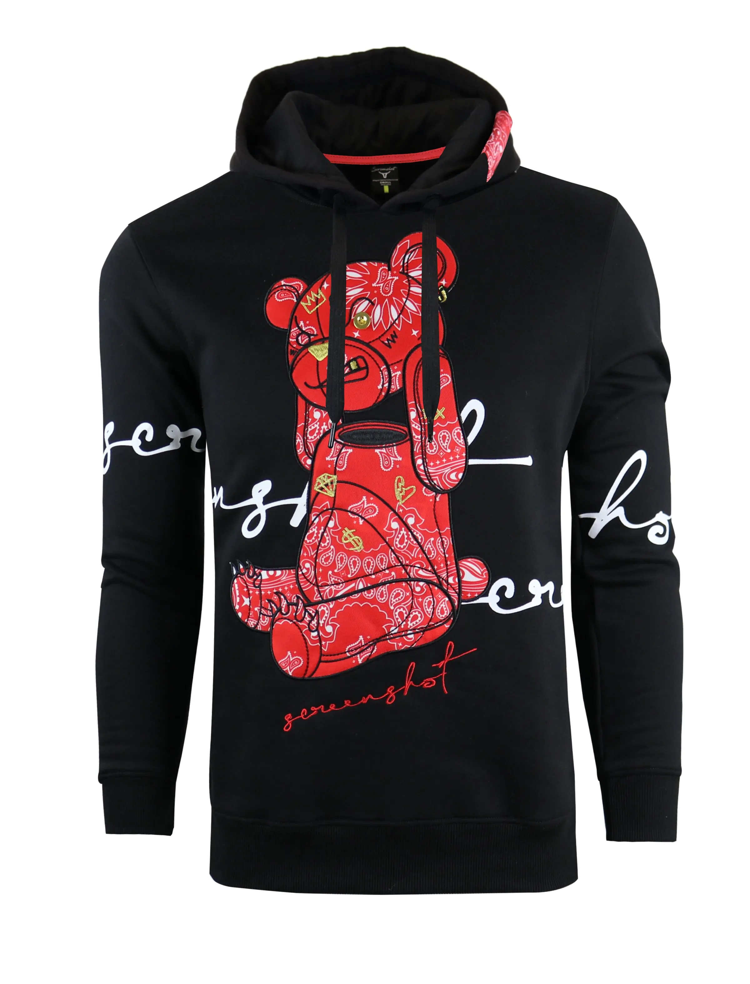 BANDANA BEAR FLEECE HOODIE-H1122(BLAC/RED)