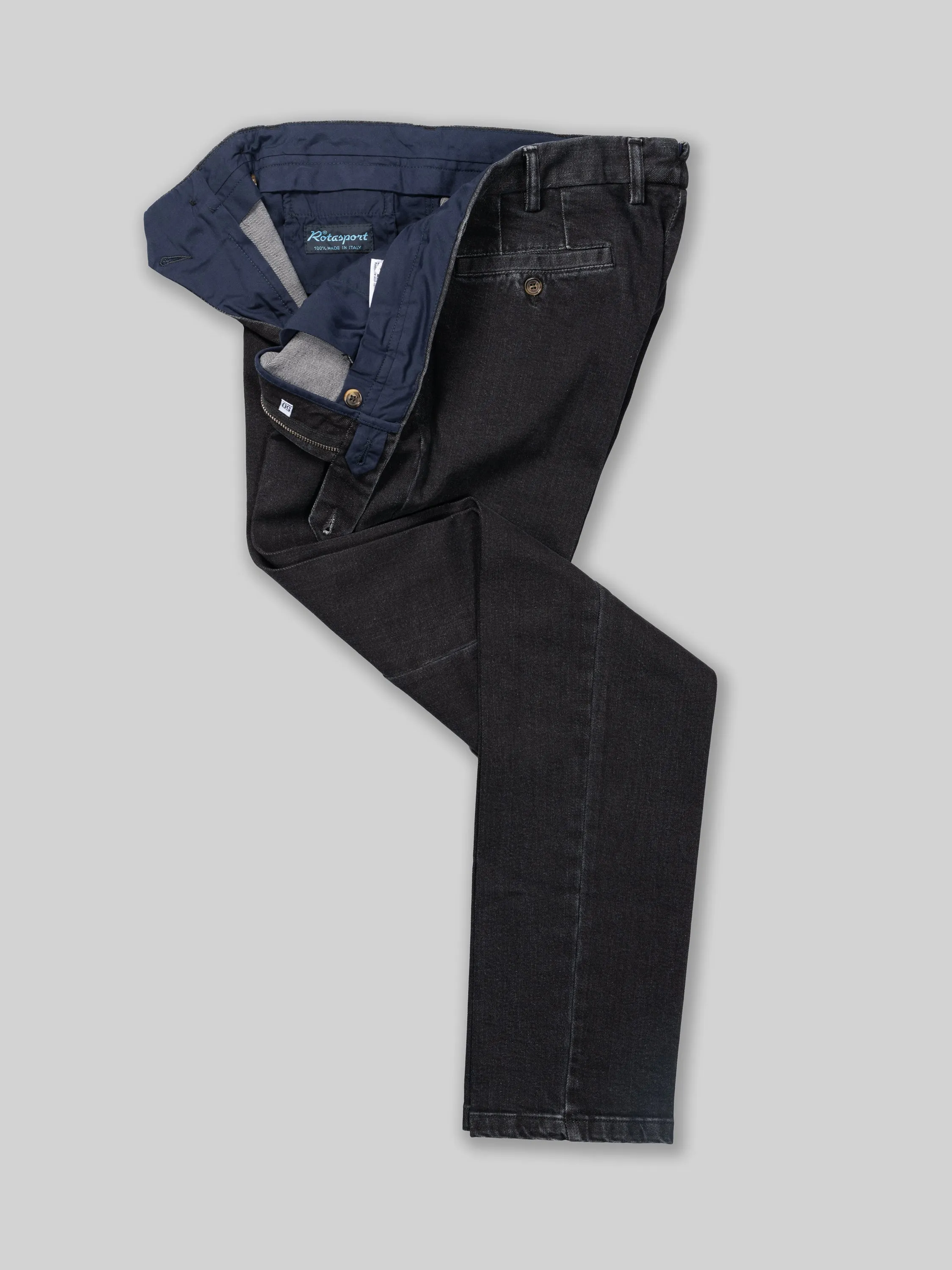 Black denim cotton sport trousers