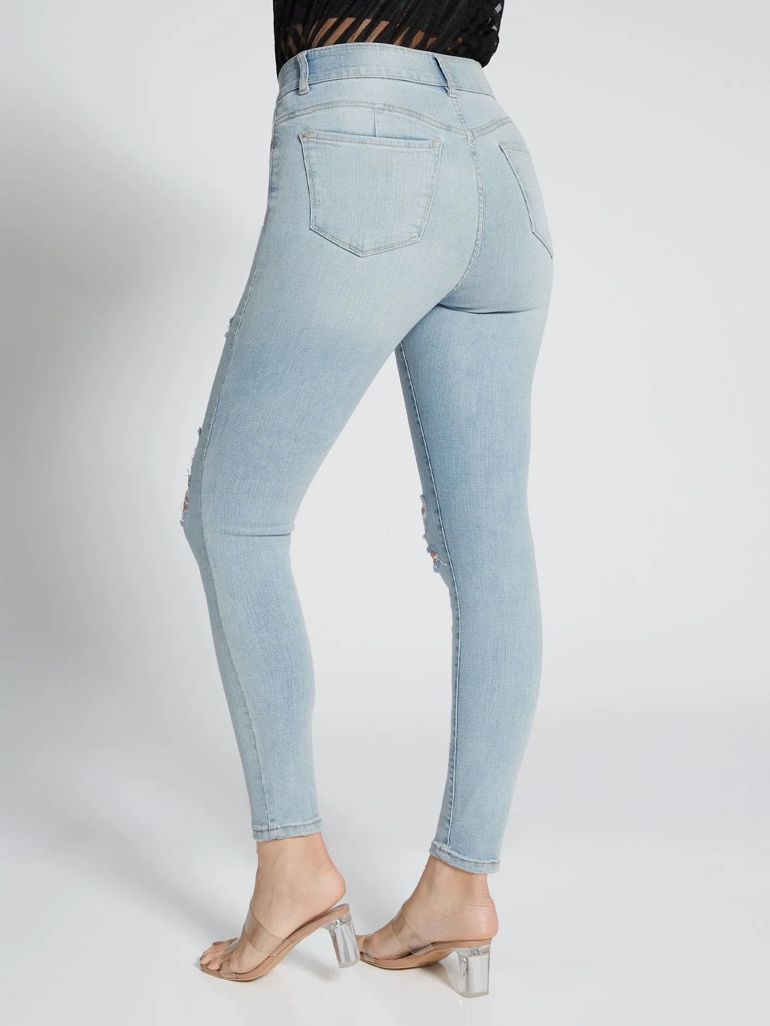 Curvy High-Waisted Super-Skinny Jeans - Light Wash