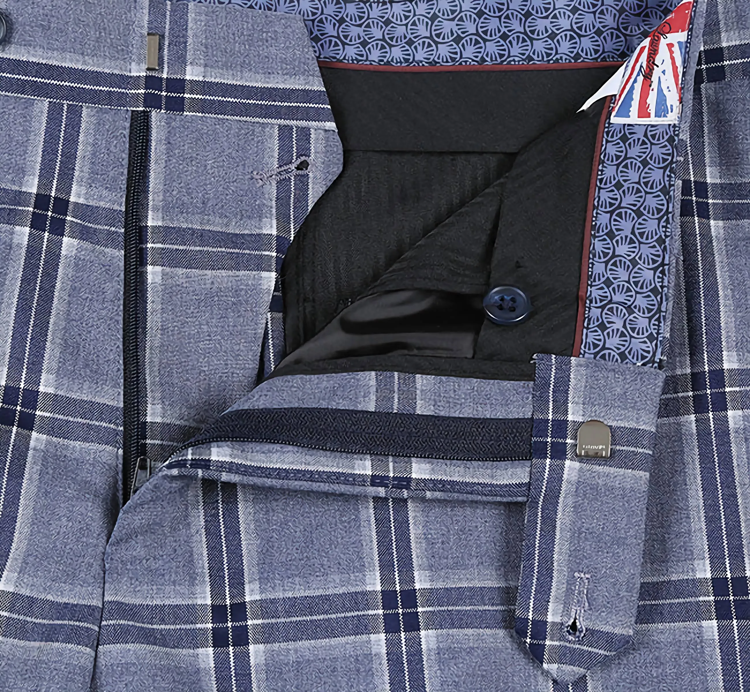 English Laundry 3-Piece Light Gray Checked Slim Fit Suit