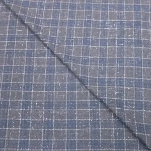 Gray and Blue Windowpane Plaid Silk Air Loro Piana Fabric