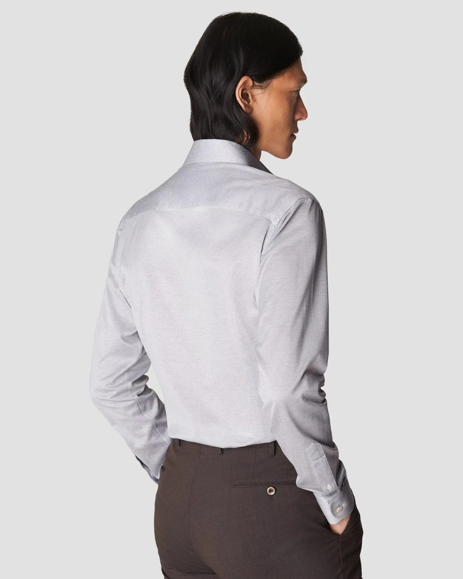 Gray King Knit Stretch Slim Fit Dress Shirt - ETON