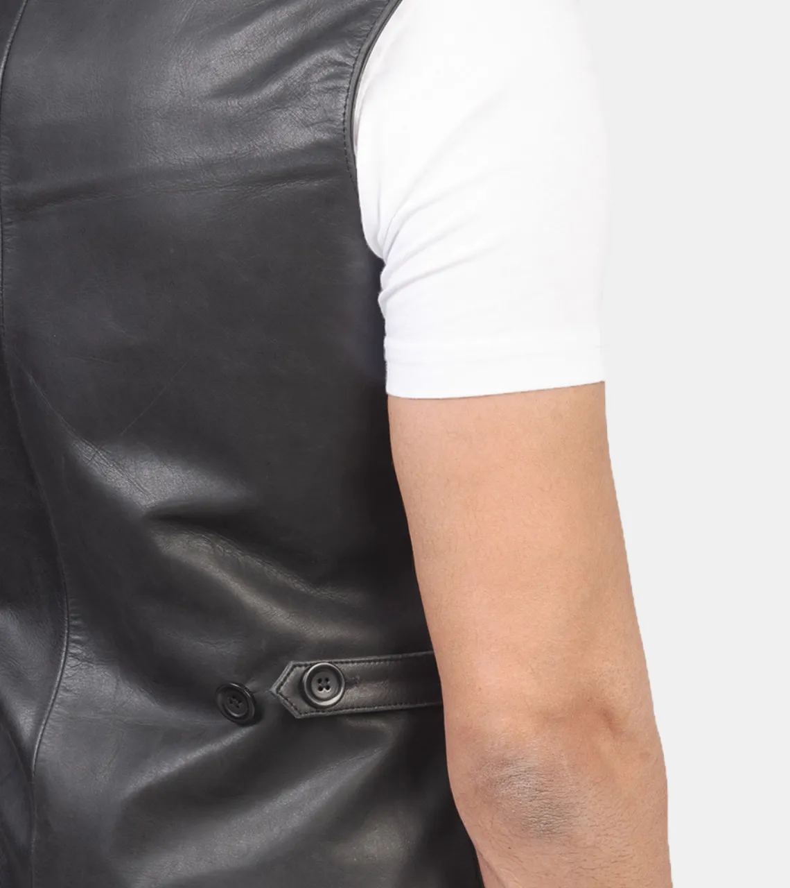 Hubert Men's Black Leather Vest
