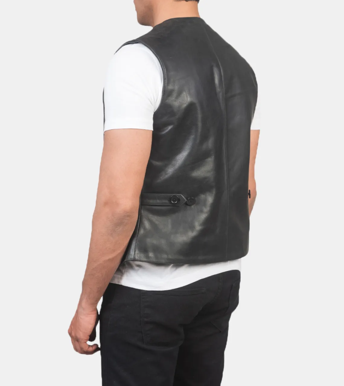 Hubert Men's Black Leather Vest