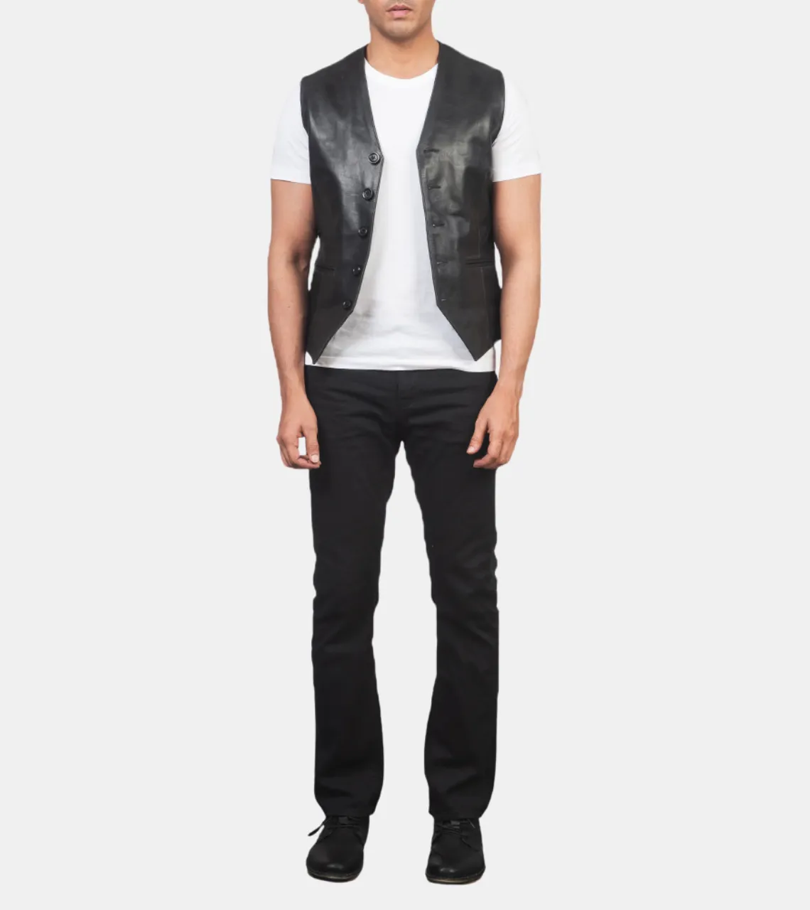 Hubert Men's Black Leather Vest