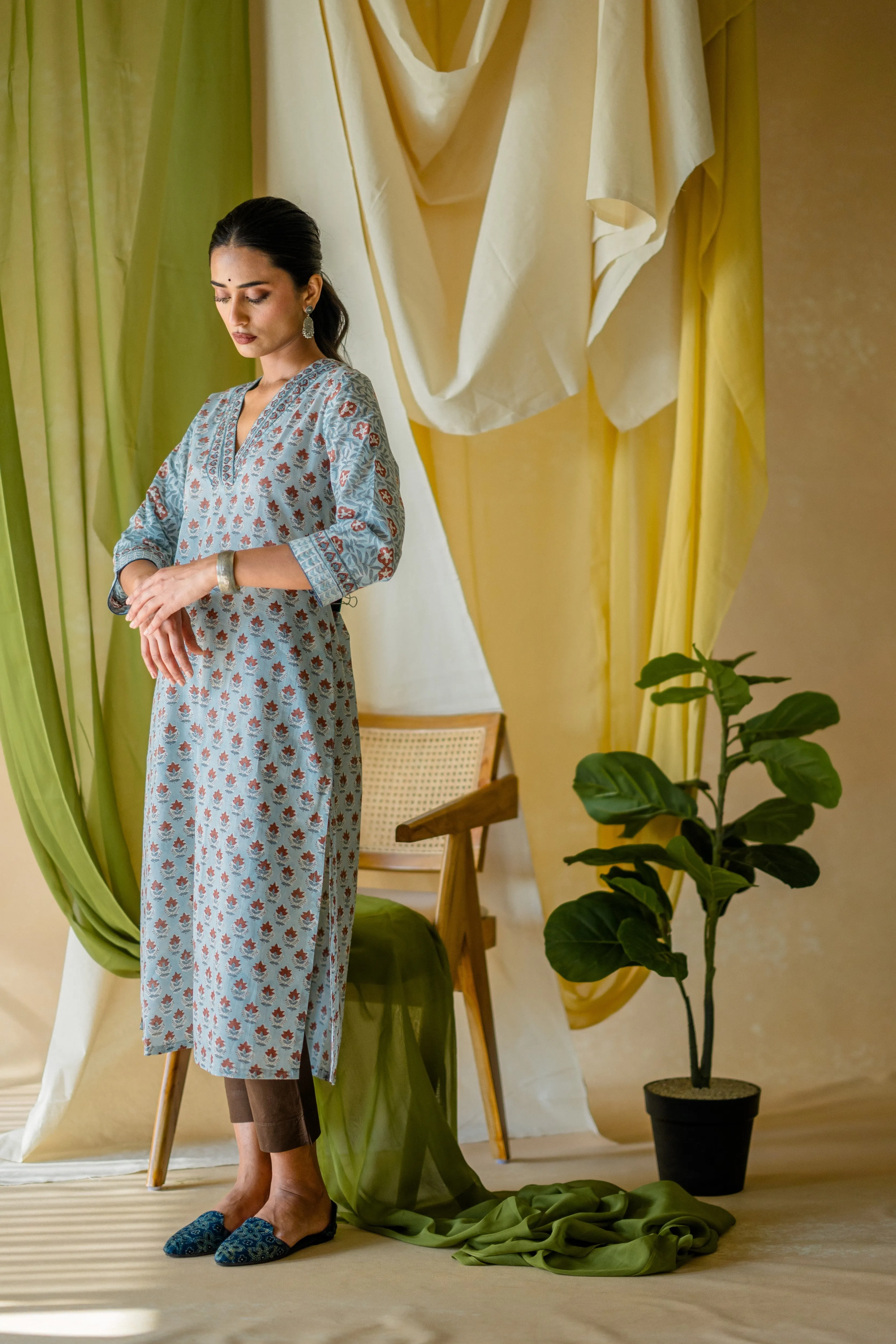 Indian Summer Sea Green Cotton Kurta  | Ray-ethnic