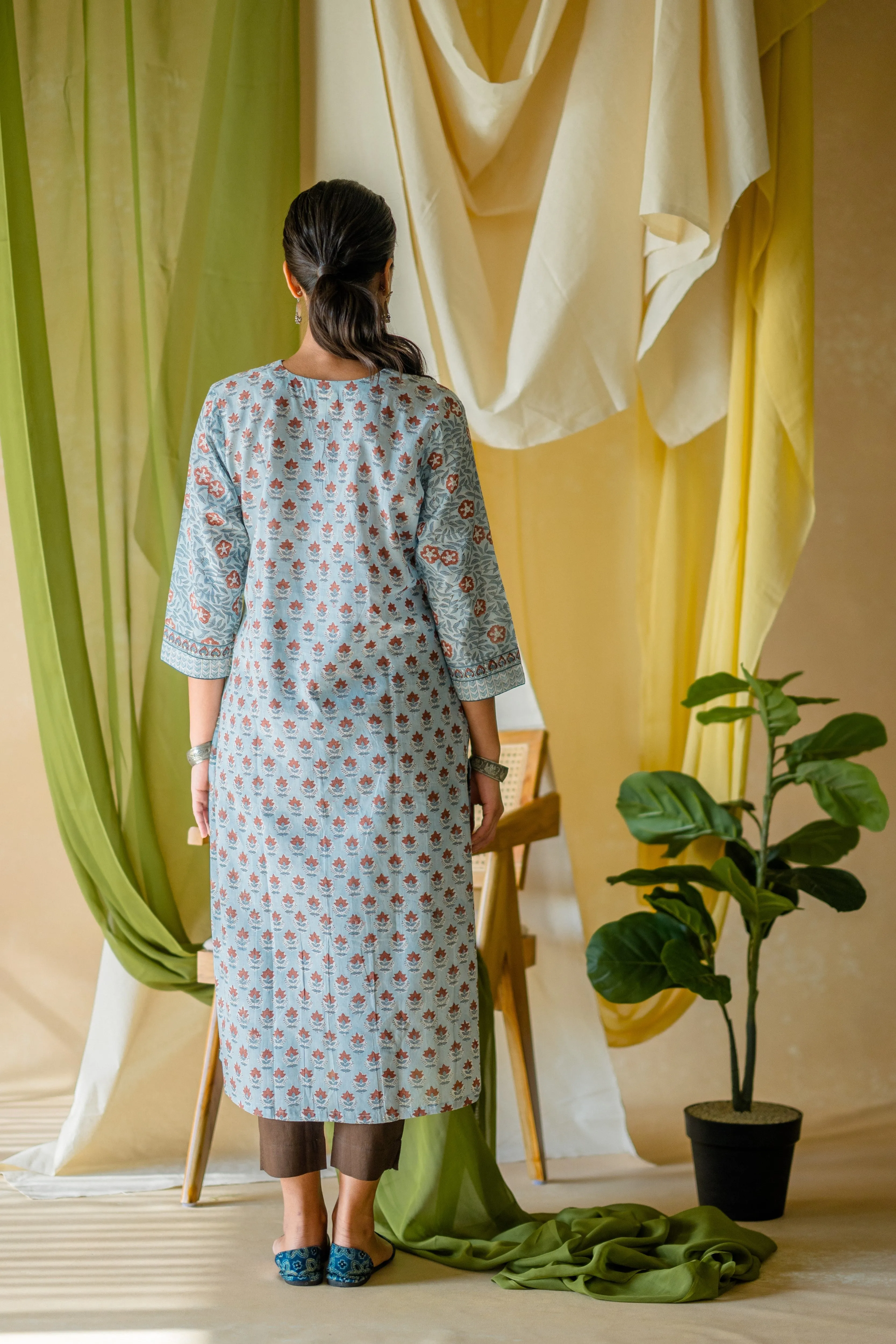 Indian Summer Sea Green Cotton Kurta  | Ray-ethnic