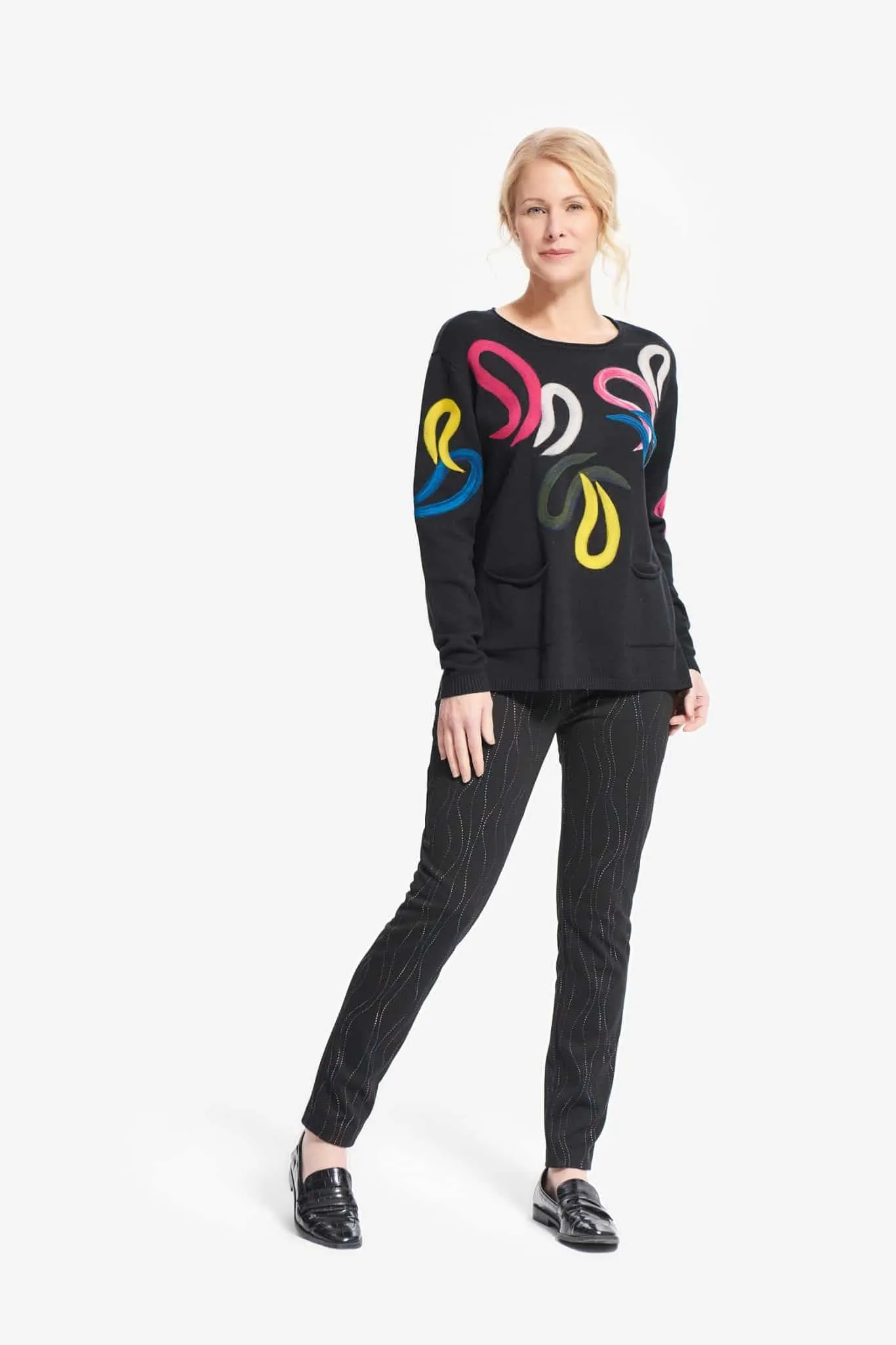 Joseph Ribkoff Pant 214297 Black/Multi*