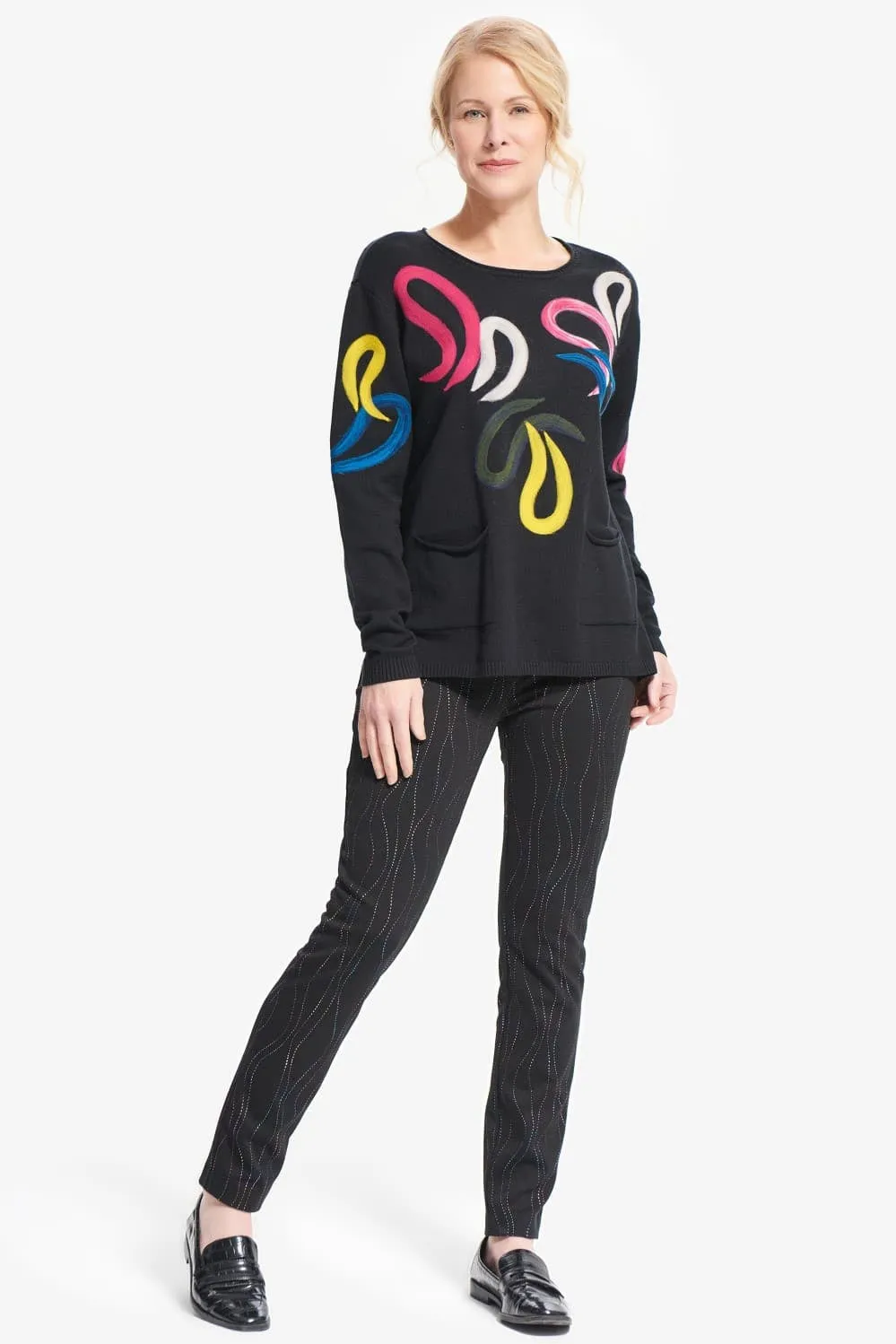 Joseph Ribkoff Pant 214297 Black/Multi*