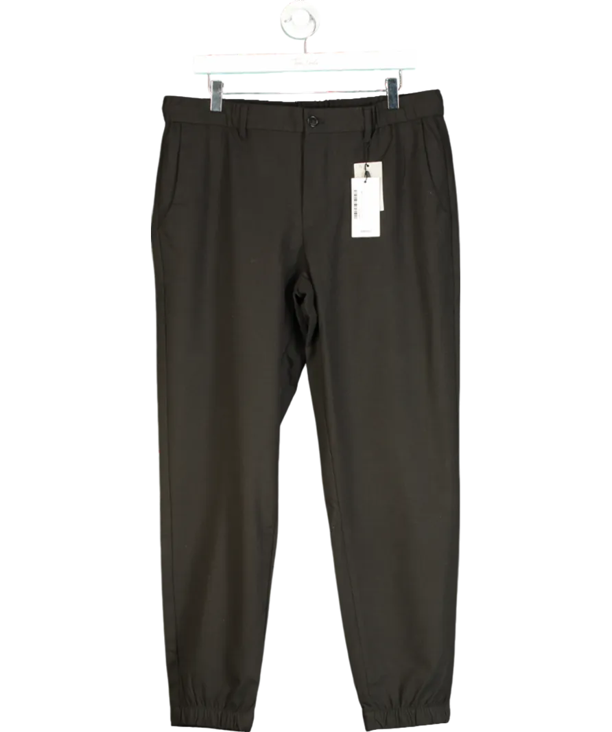 MANGO Black Slim-fit Jogger Trousers With Drawstring W34