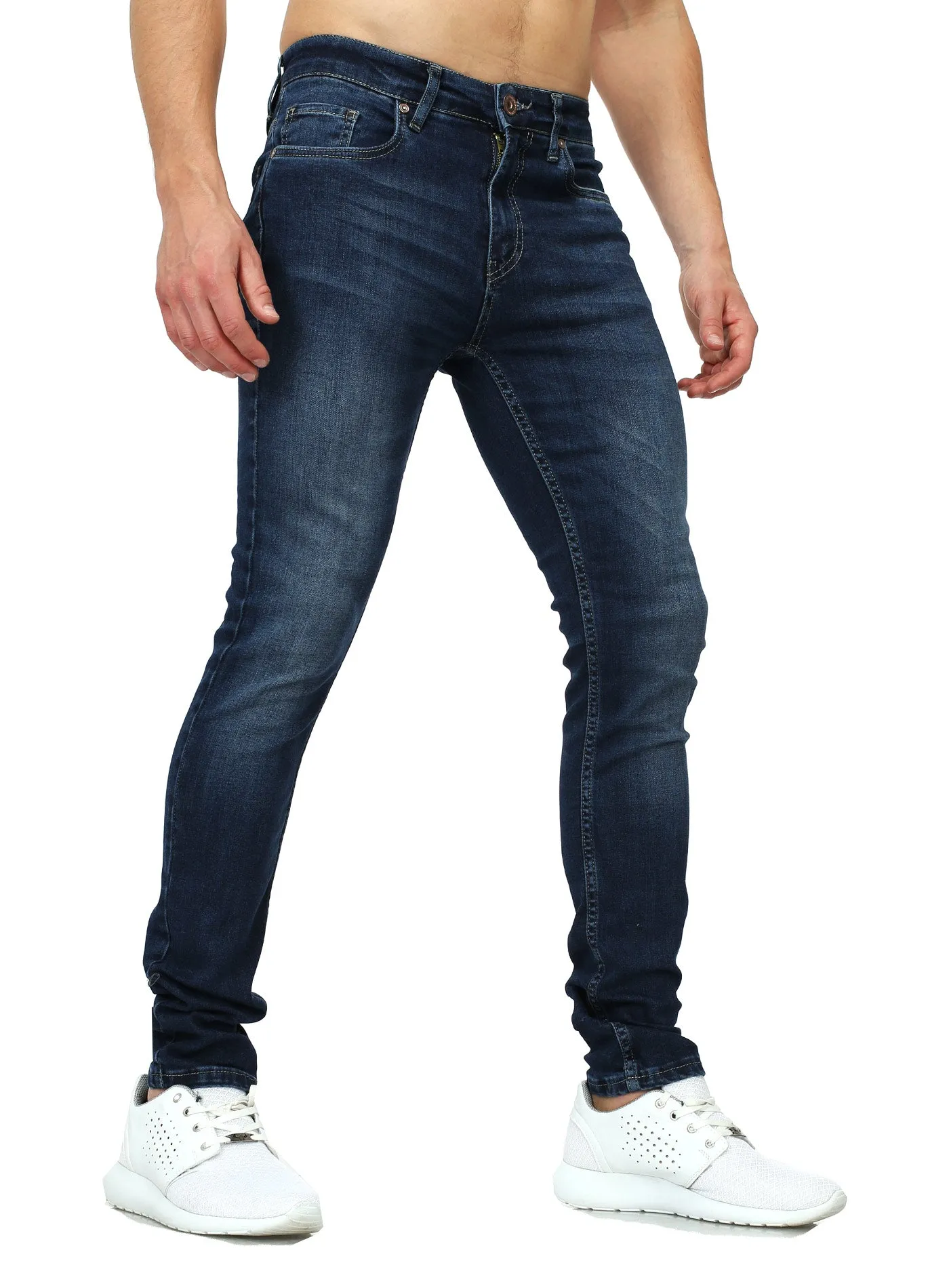 Men Slim Fit Clean Jeans - Blue
