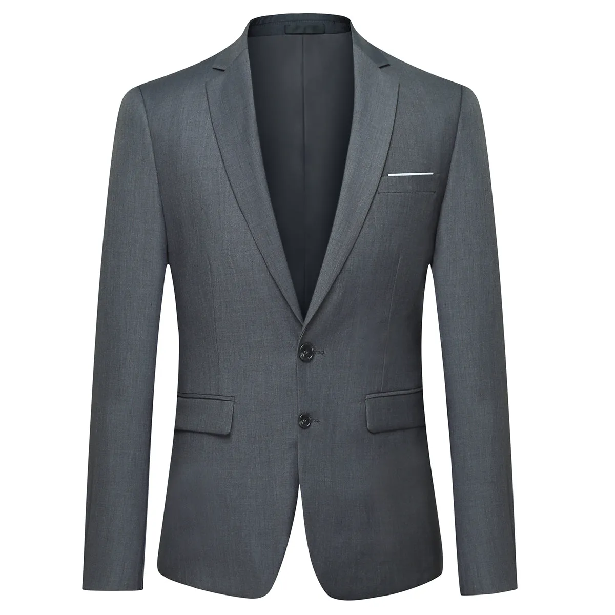 Mens 2-Piece Slim Fit Two Button Grey Suit