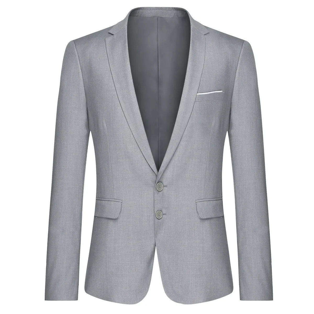 Mens 2-Piece Slim Fit Two Button Light Grey Suit