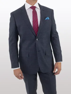 Men's Blue Glen Check Slim Fit Wool Suit