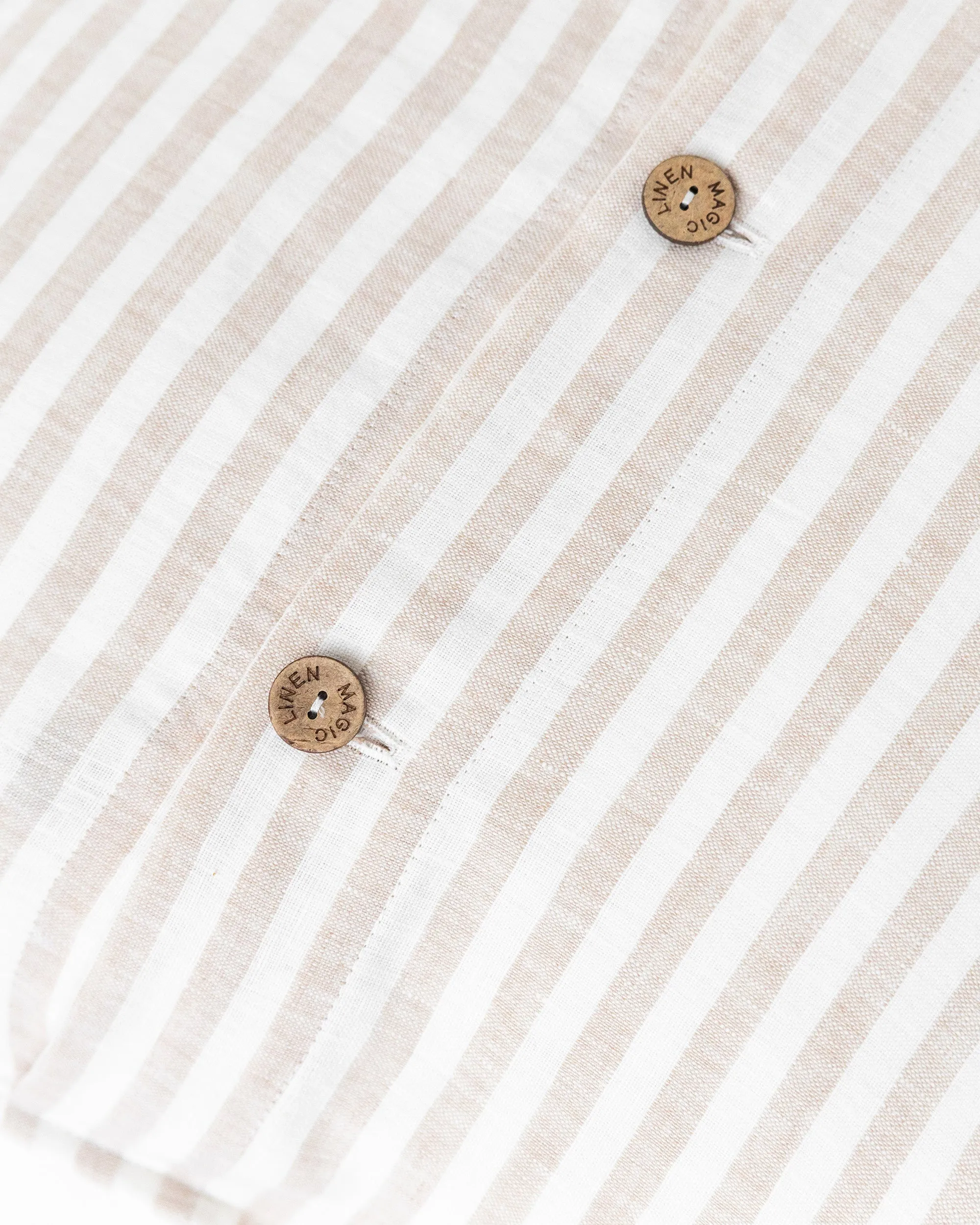 Pillow cover with buttons in Striped in Natural