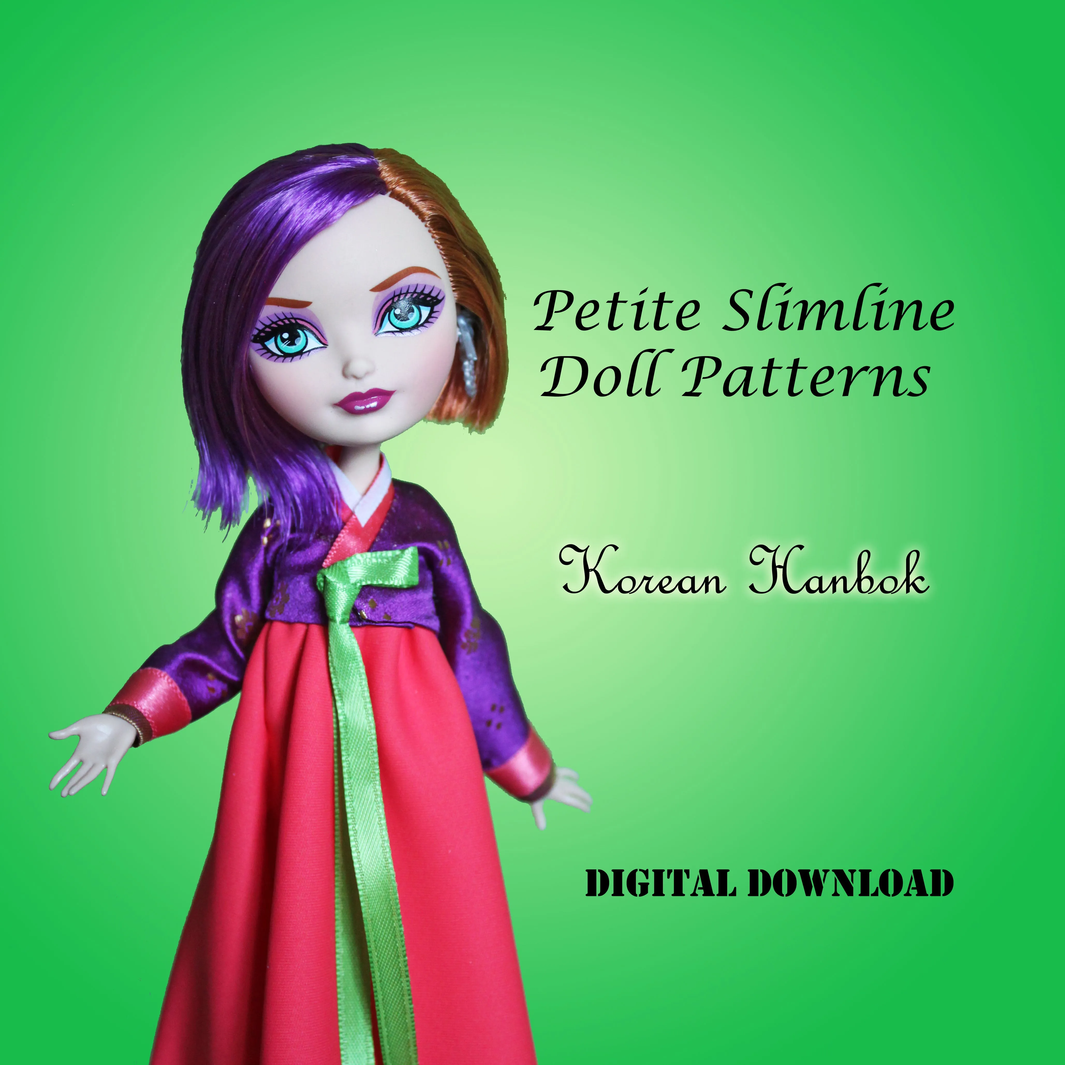 PS 10.5" Fashion Doll Lunar New Year Bargain Bundle - Chinese Qipao, Japanese Kimono, Korean Hanbok dresses - Downloadable RAD Doll Clothes PDF Sewing Patterns