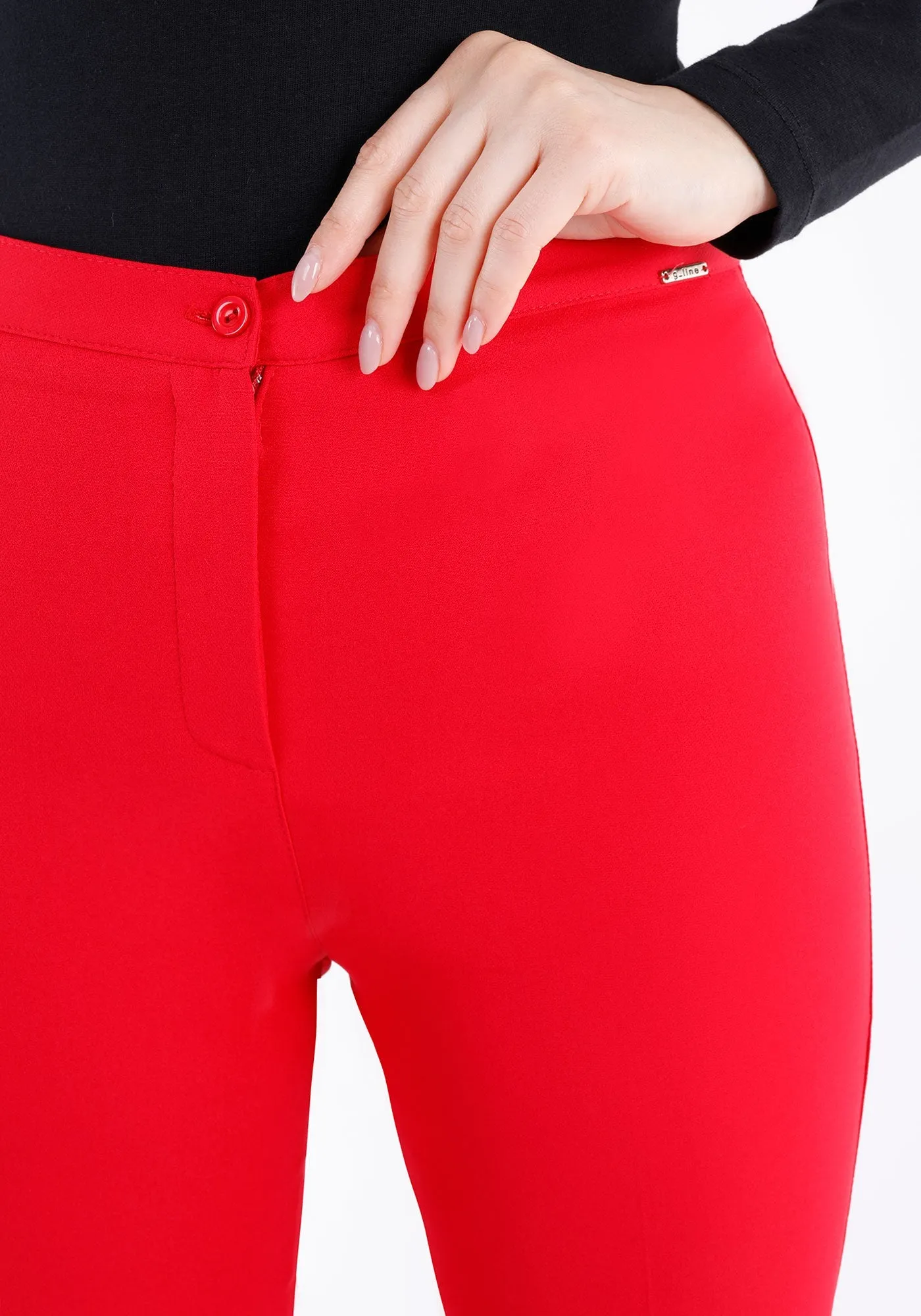 Red Ankle Length Skinny Pants