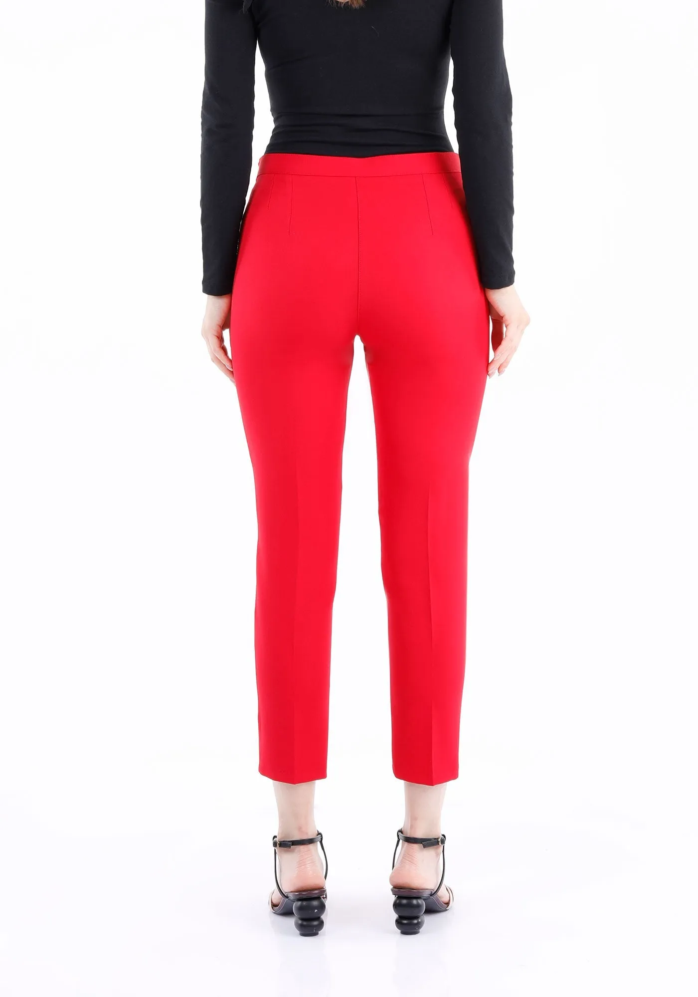 Red Ankle Length Skinny Pants