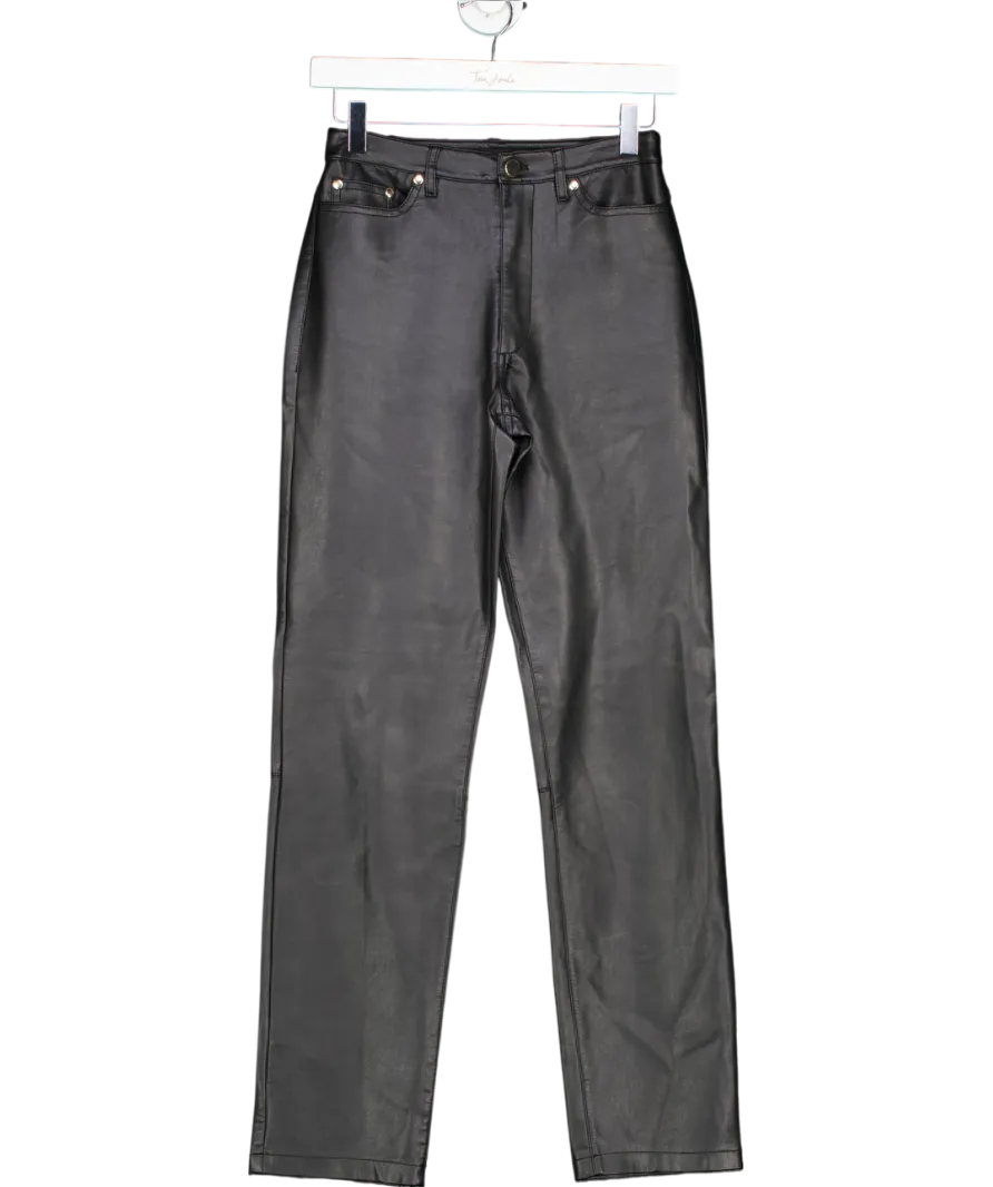 River Island Black Leather Slim Fit Jeans UK 6