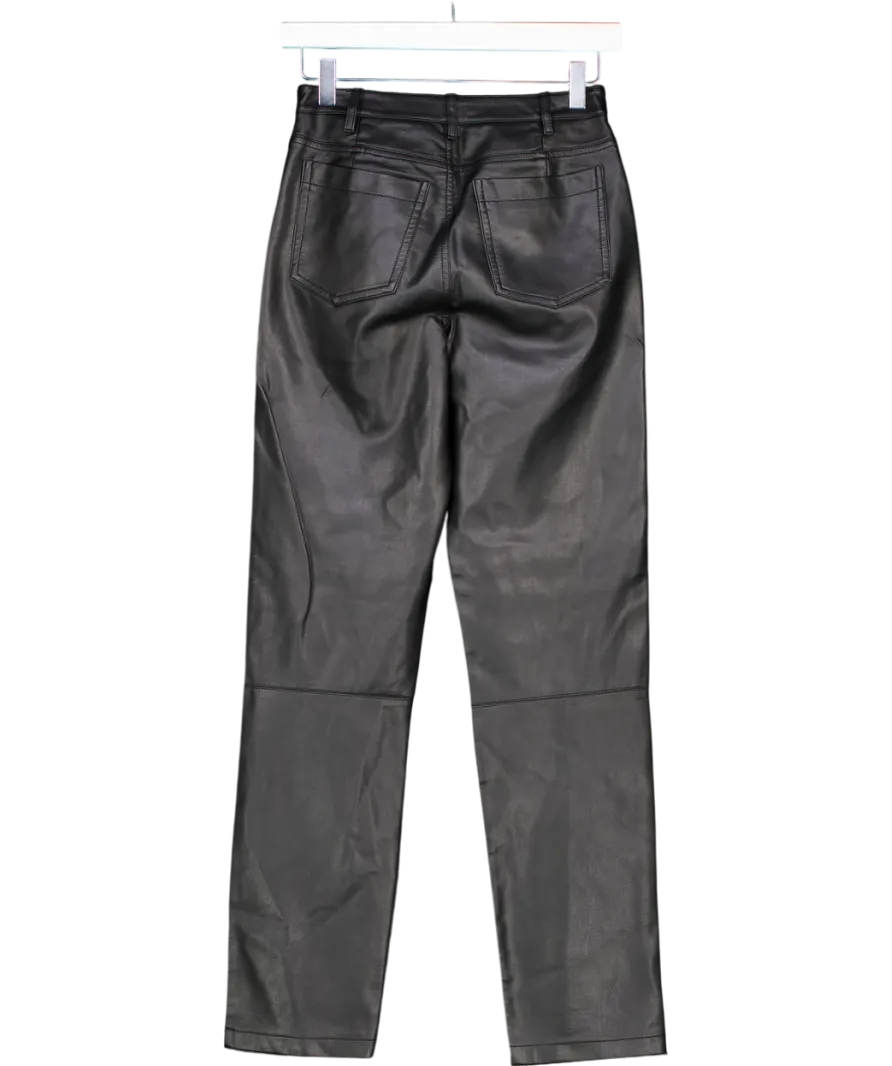 River Island Black Leather Slim Fit Jeans UK 6