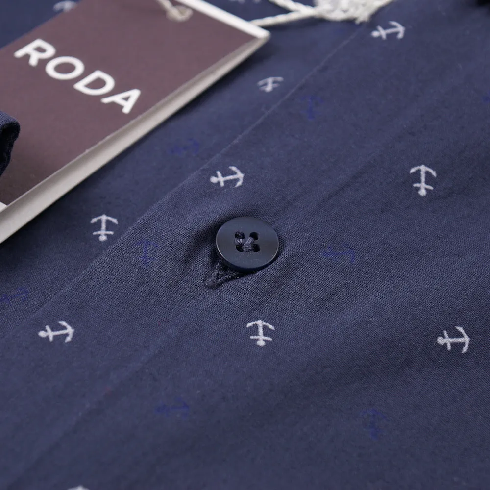 Roda Slim-Fit Anchor Print Cotton Shirt