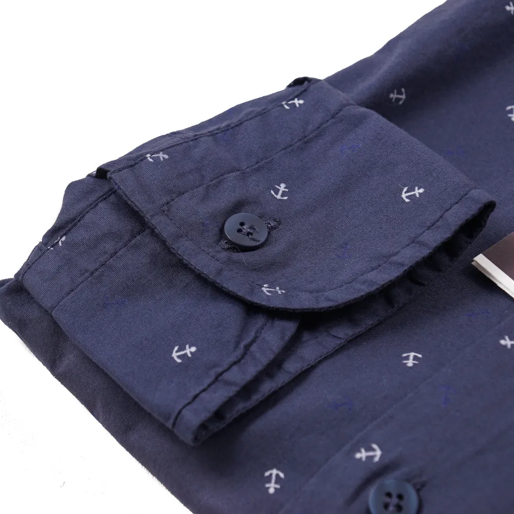 Roda Slim-Fit Anchor Print Cotton Shirt