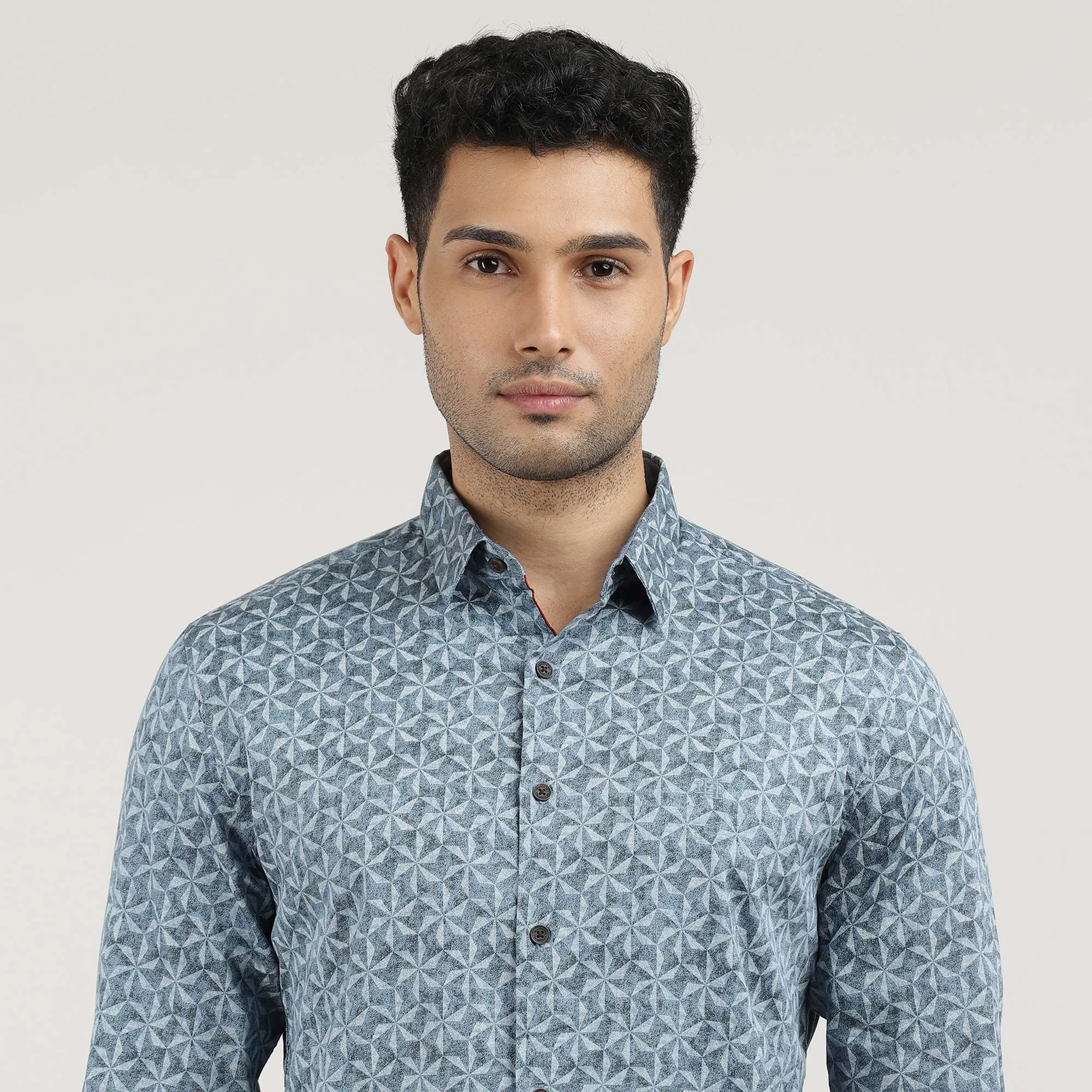 Sky Poplin Printed Shirt