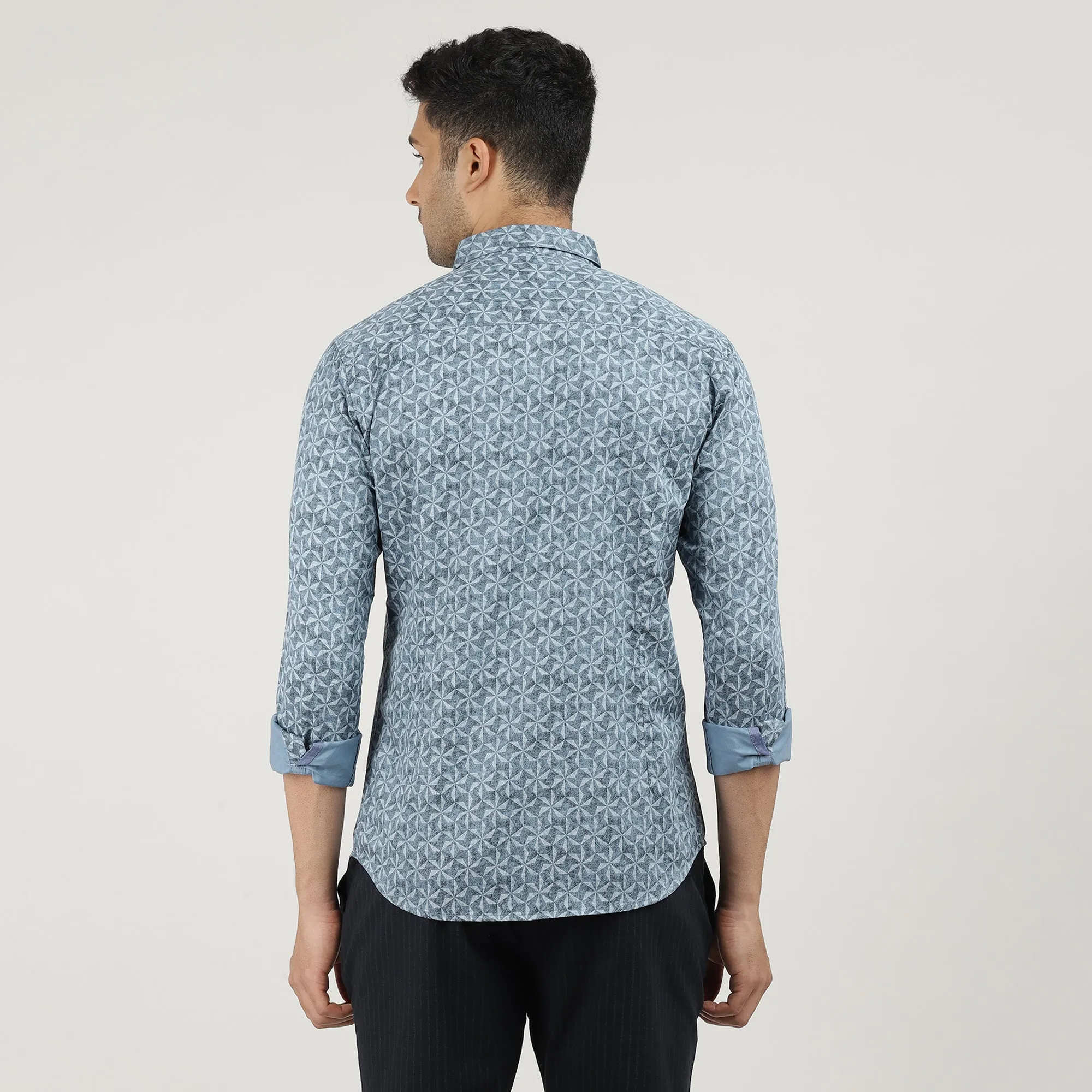 Sky Poplin Printed Shirt