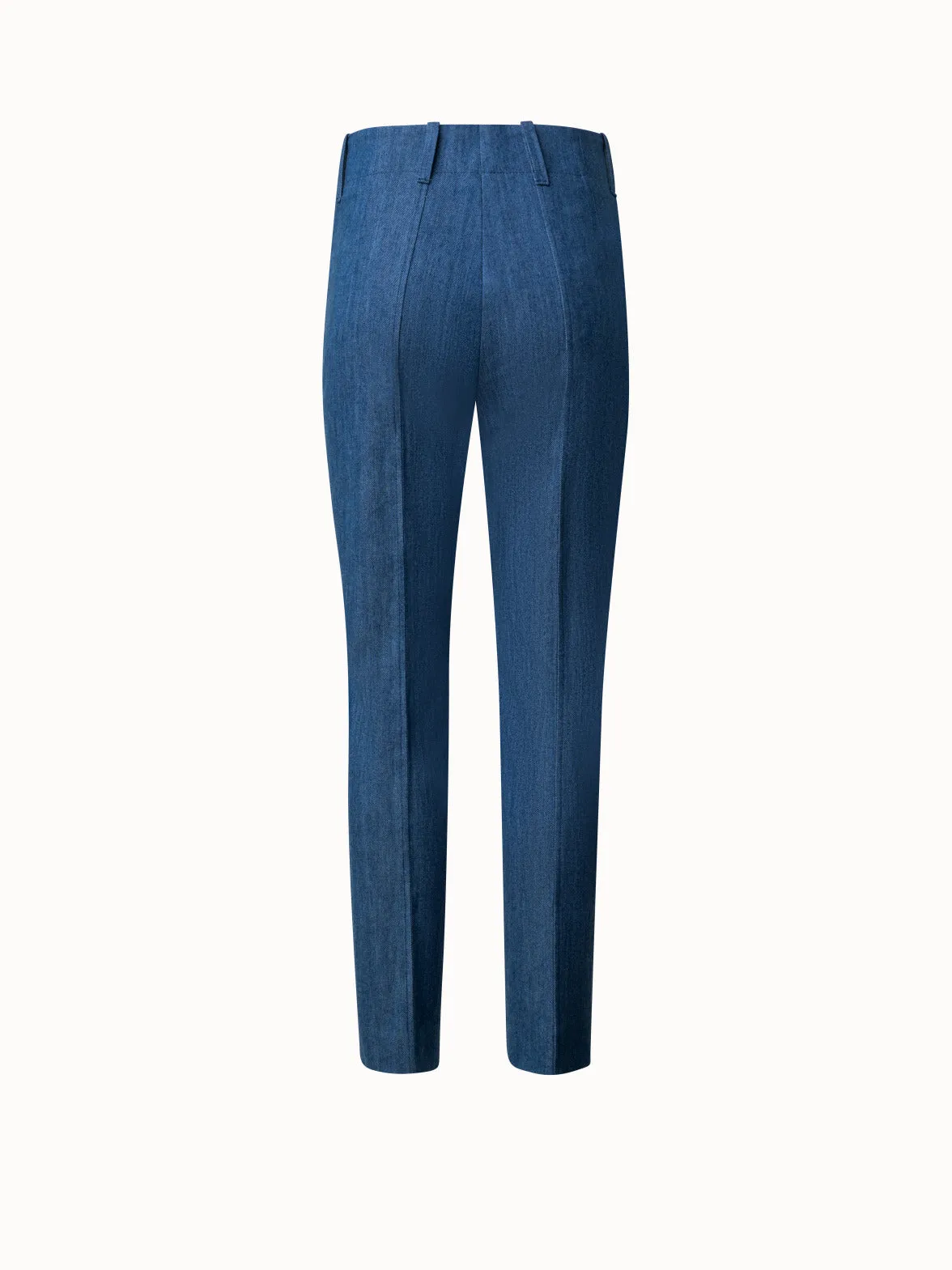 Slim Cotton Denim Stretch Pants with Ankle Length