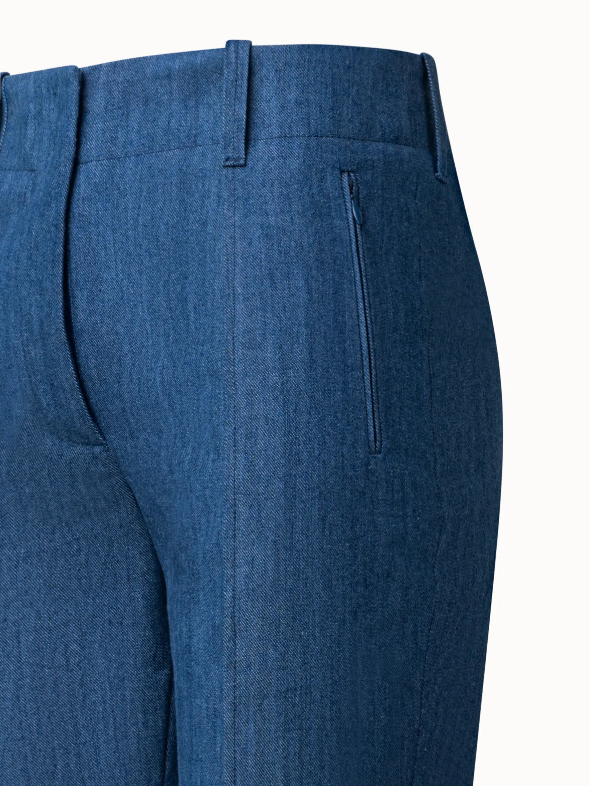 Slim Cotton Denim Stretch Pants with Ankle Length