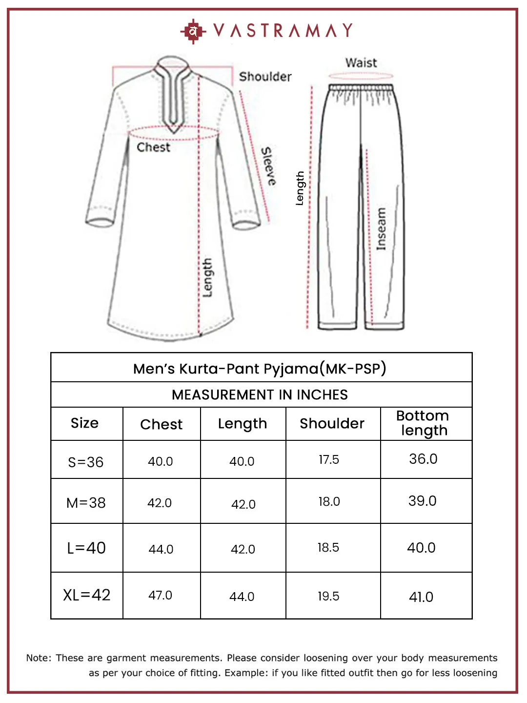 VASTRAMAY Men's Wine Silk Blend Kurta Pyjama Set